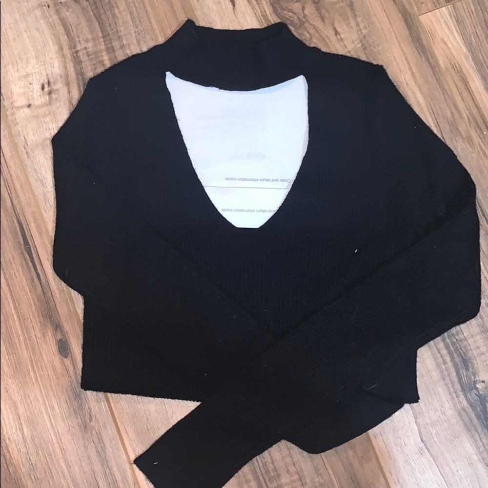 Cut Out Mock Turtle Neck Shirt